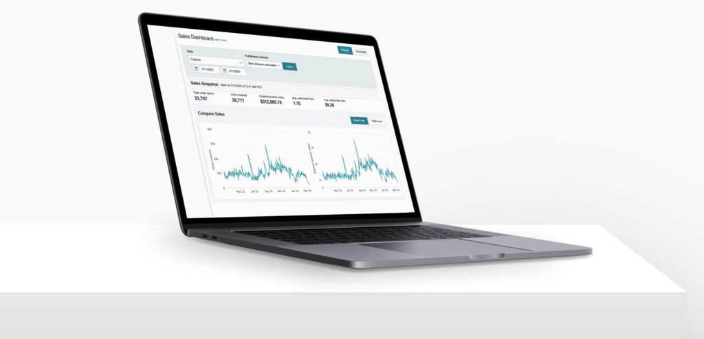 Store management dashboard on laptop