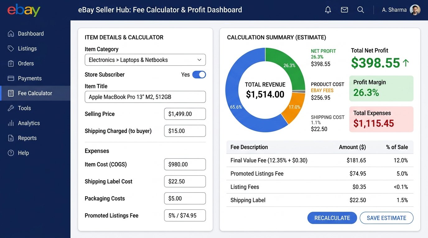 eBay fee calculator interface